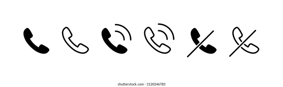 Telephone icon. Ringing phone, no phone signs. Call phone contact icon. EPS 10