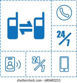 Telephone icon. set of 6 telephone filled and outline icons such as connected phone, phone, call