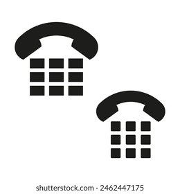 Telephone icon set. Black vector landline phones. Communication symbols in minimal style.