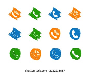 conjunto de iconos de teléfono con estilo de salpicadura de pincel