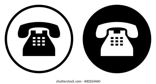 Telephone icon set in circle . Vector illustration
