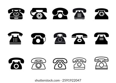 Telephone icon set isolated Vector illustration