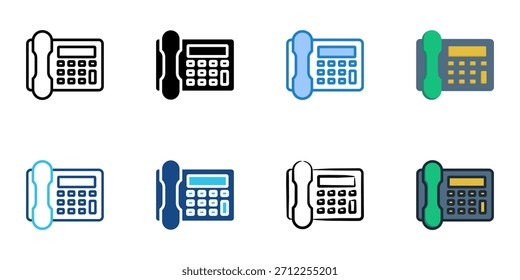 Telephone icon set multiple style vector collection. Editable Stroke 
