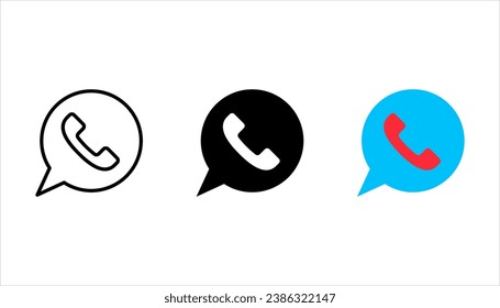Telephone icon set, Phone in Bubble Icon vector illustration on white background