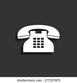 Telephone icon with shadow - vector illustration