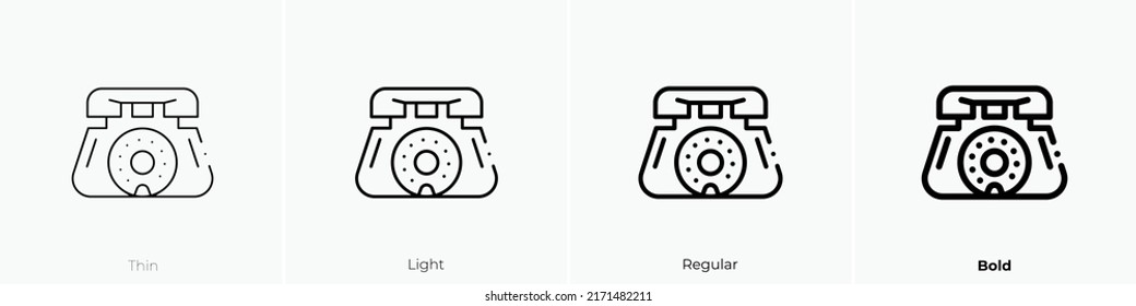 telephone icon. Thin, Light Regular And Bold style design isolated on white background