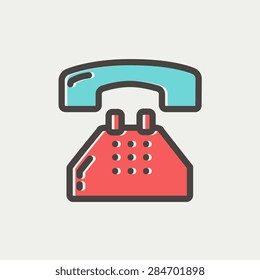 Telefone Icon dünne Linie für Web und mobile, moderne minimalistische flache Design. Vektorsymbol mit dunkelgrauem Umriss und Offset-Farbe auf hellgrauem Hintergrund.