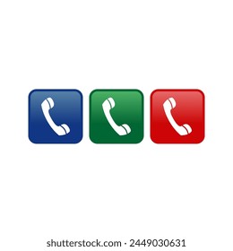 Telephone icon in three color style isolated on white background.
