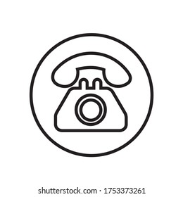 Telephone Icon Vector Illustration. Black And White Land Phone Clip Art