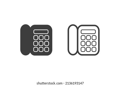 Icono de teléfono ilustración vectorial diseño de estilo de glifo con 2 iconos de estilo negro y blanco. Aislado sobre fondo blanco.