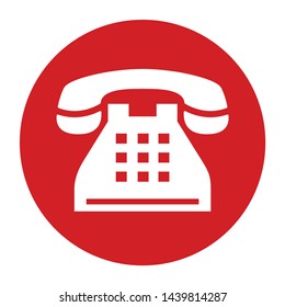 Telephone icon vector isolated on flat red round button illustration