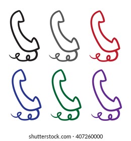 Telephone icon vector line doodle symbols
