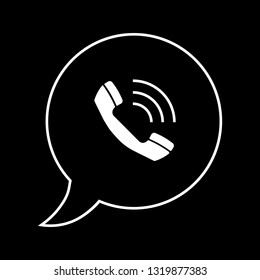 Telephone icon vector, logo symbol. Phone pictogram, flat vector sign isolated on black background. Simple vector illustration for graphic and web design.