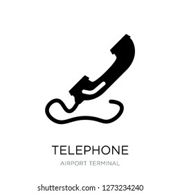 telephone icon vector on white background, telephone trendy filled icons from Airport terminal collection, telephone simple element illustration