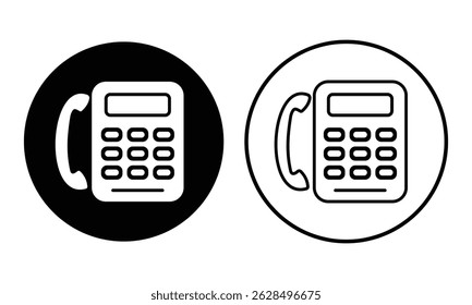 Telephone icon, vector set. Office phone shape sign symbol on white background. Simple fill and outline telephone call vector illustration symbol design. Flat element modern phone concept icon.