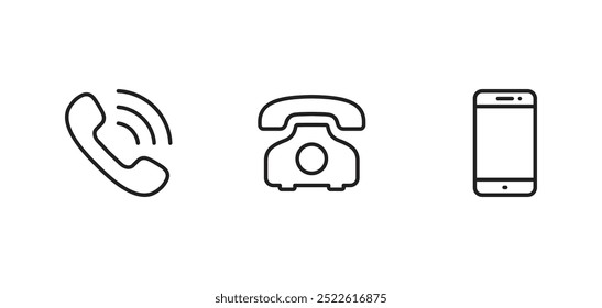 Telephone icon vector set. Phone icon set vector