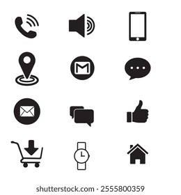 Telephone icon, vector set. Phone icon set, vector, silhouette. Contact us, symbol, sign, logo vector. Cell phone pictogram communication icon. Vector illustration of mobile, smartphone, land phone.