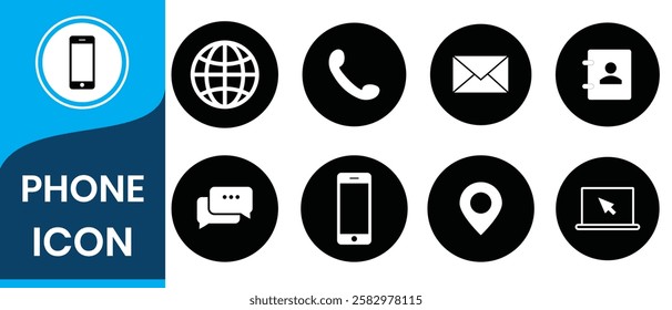 Telephone icon, vector set. Phone icon set, vector, silhouette. Contact us, symbol, sign, logo vector.Vector illustration of mobile, smartphone, land phone.   Cell phone pictogram communication icon. 