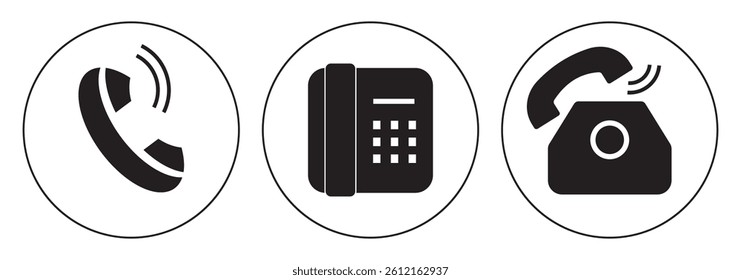 Telephone icon, vector set. Phone icon set, vector, silhouette. Contact us, symbol, sign, logo vector. Cell phone pictogram communication icon. Vector illustration of mobile, smartphone, land phone.