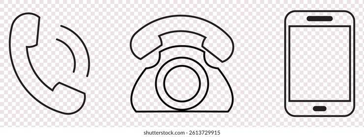 Telephone icon, vector set. Phone icon set, vector, silhouette. Contact us, symbol, sign, logo vector. Cell phone pictogram communication icon. Vector illustration of mobile, smartphone, land phone.