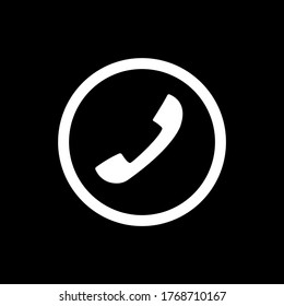 Icono de teléfono de diseño simple sobre fondo negro