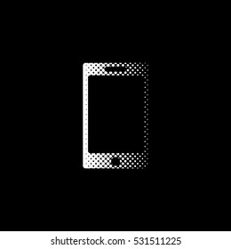 telephone icon - white vector icon ; halftone illustration