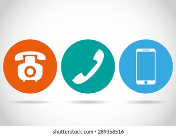 Telephone icons in flat design vector