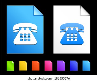 Telephone Icons on Colorful Paper Document Collection