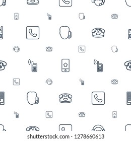 telephone icons pattern seamless white background. Included editable outline support, home on phone display, operator, call, phone, desk phone icons. telephone icons for web and mobile.