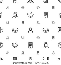 telephone icons pattern seamless white background. Included editable outline call, support, phone, desk phone, calendar on phone, no icons. telephone icons for web and mobile.