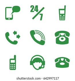 Telephone icons set. set of 9 telephone filled icons such as desk phone, call, old phone, operator