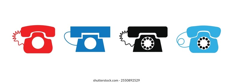 Telephone icons set in flat style. mobile phone and smartphone vector illustration isolated on white background. Old phone icon. EPS.