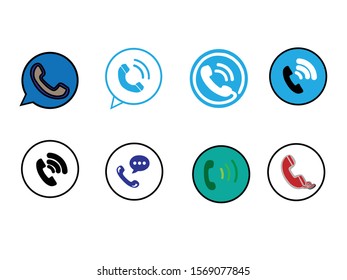 Telephone icons set on white background.
