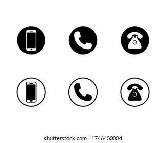 Telephone icons set on white background. eps 10