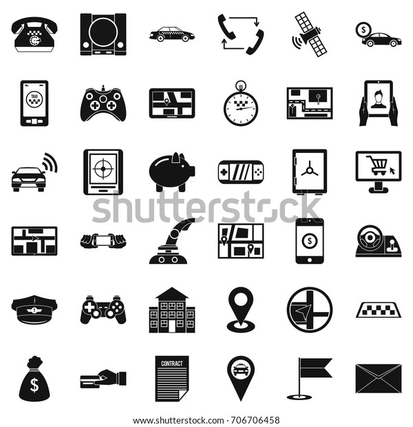 Telephone icons set. Simple\
style of 36 telephone vector icons for web isolated on white\
background