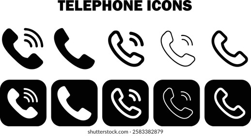 Telephone Icons Set For Templete