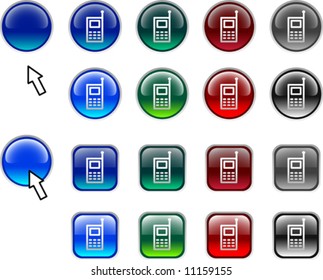 Muchos iconos telefónicos. Ilustración vectorial.