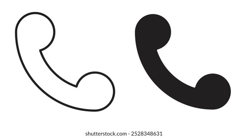 Telefonsymbole. Vektorgrafik im ausgefüllten und im Linienstil.