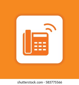 Telephone and Internet  Icon. Flat Isolated Orange Color Silhouette and Background