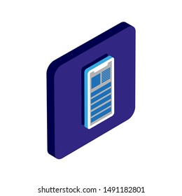 telephone isometric 3d vector icon blue