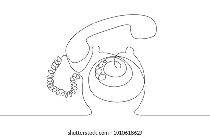 Telephone. Line drawing. Vector illustration.