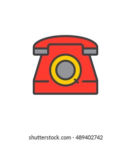 telephone line icon, old phone filled outline vectorsign, linear colorful pictogram isolated on white.  logo illustration