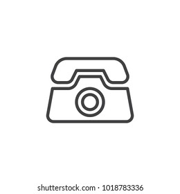 Telephone line icon, outline vector sign, linear style pictogram isolated on white. Old phone symbol, logo illustration. Editable stroke