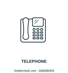 Telephone line icon. Thin design style from office tools icon collection. Simple telephone icon for infographics and templates.