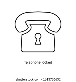 Telephone locked icon vector on white background. Black icon illustration