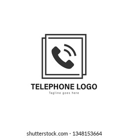 Telephone logo template design. Telephone logo with modern frame isolated on white background