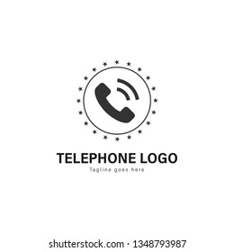 Telephone logo template design. Telephone logo with modern frame isolated on white background