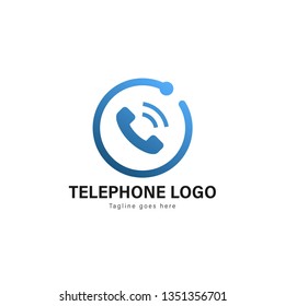 Telephone logo template design. Telephone logo with modern frame isolated on white background