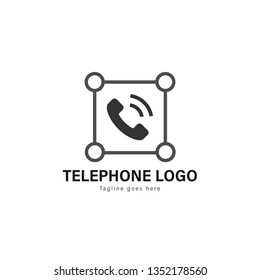 Telephone logo template design. Telephone logo with modern frame isolated on white background