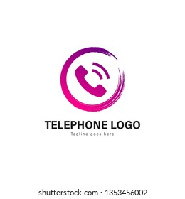 Telephone logo template design. Telephone logo with modern frame isolated on white background